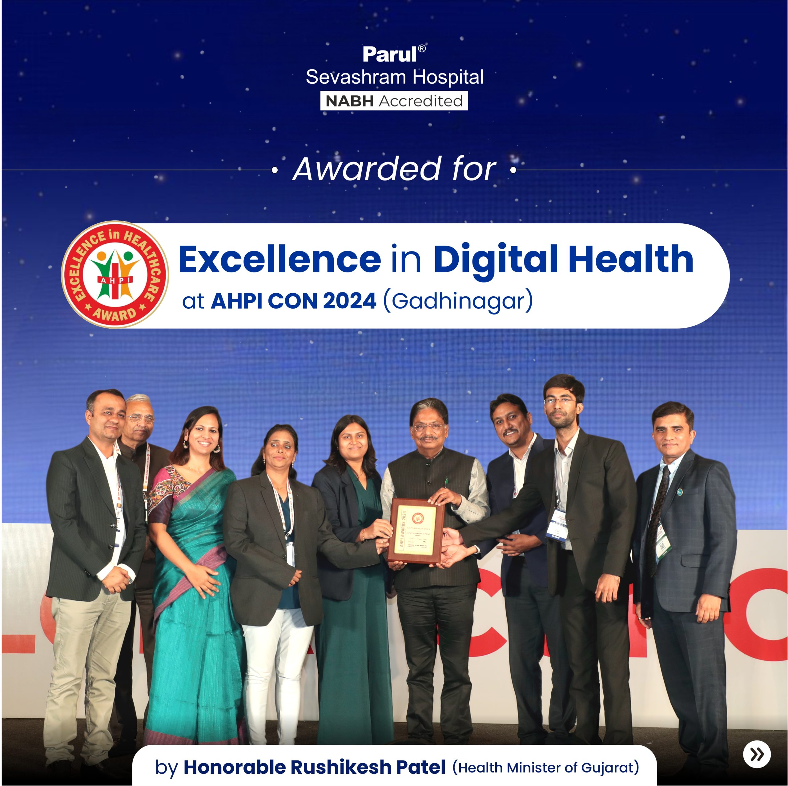 Parul Sevashram Hospital makes its place in first 100 hospitals across India to receive NABH digital accreditation - Platinum Level, and the 1st in Vadodara 